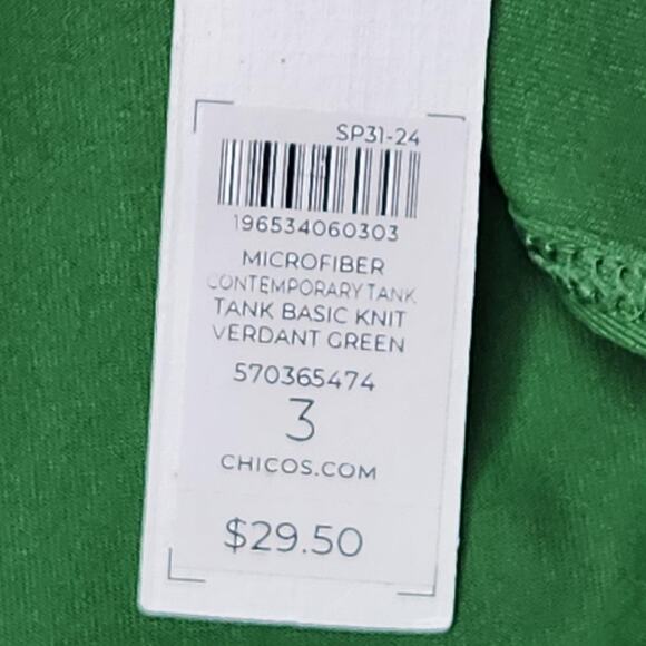 Chicos Tank Top Womens XL Green Microfiber Contemporary Basic Knit Stretch - Picture 7 of 9